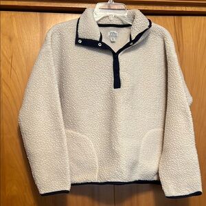 J Crew Vintage Boucle Fleece Cream Sherpa Pullover Sweatshirt Jacket Size XS
